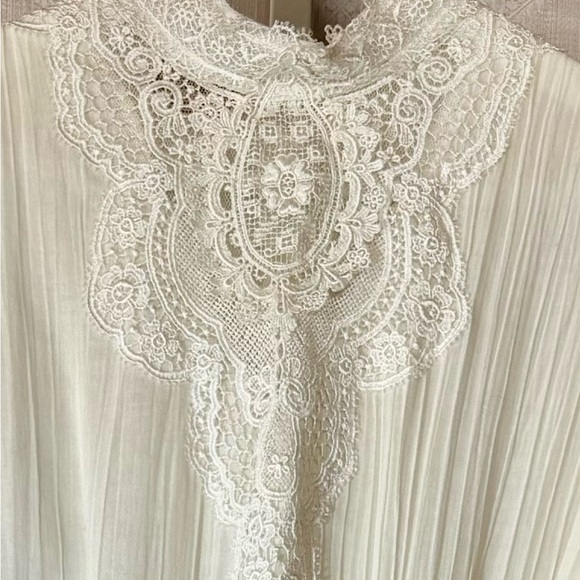 Vintage Gunne Sax Jessica McClintock White High Neck Edwardian Style Gown, 10 - Picture 2 of 12